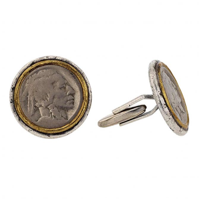 John Varvatos Silver & Brass Buffalo Nickel Cufflinks