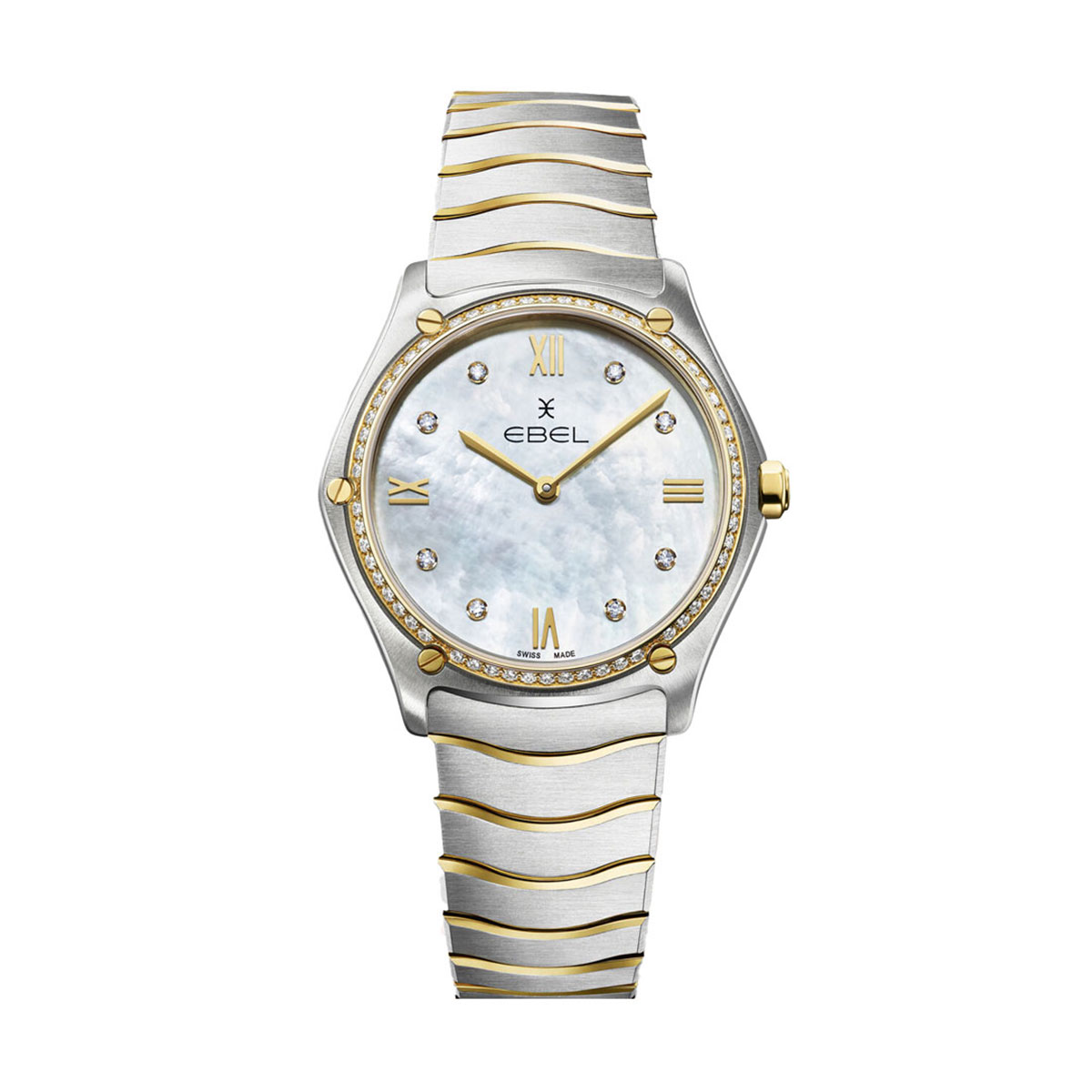 EBEL Brasilia Women's 22.9mm Watch, Silver and Gold Diamond Dial 