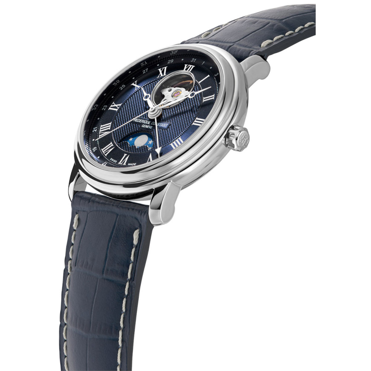 Frederique Constant Classics Heart Beat Moonphase Date 40mm Watch, Navy Blue Dial