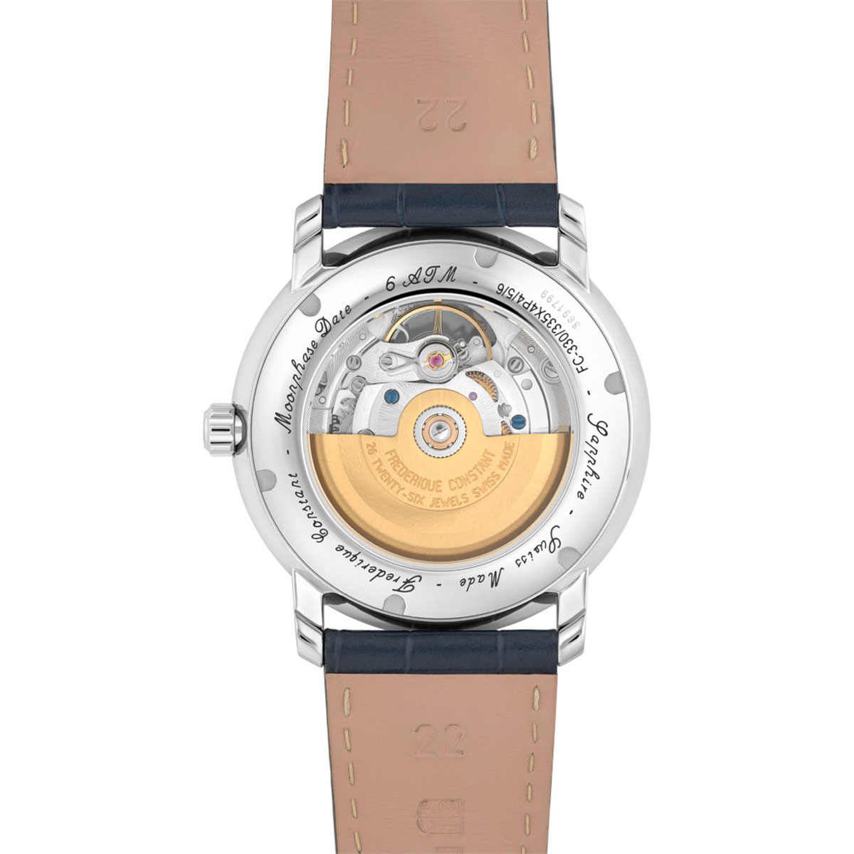 Frederique Constant Classics Heart Beat Moonphase Date 40mm Watch, Navy Blue Dial