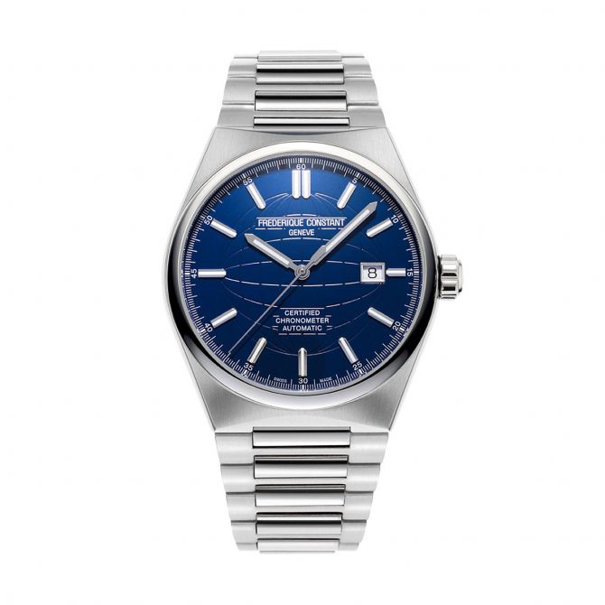 Frederique Constant Highlife Automatic COSC 41mm Watch, Navy Blue Globe Dial