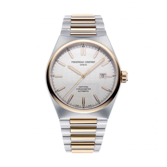 Frederique Constant Highlife Automatic COSC 41mm Watch, Silver Globe Dial