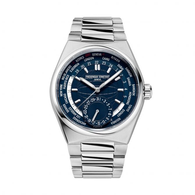 Frederique Constant Highlife World timer Manufacture  41mm Watch, Blue Dial