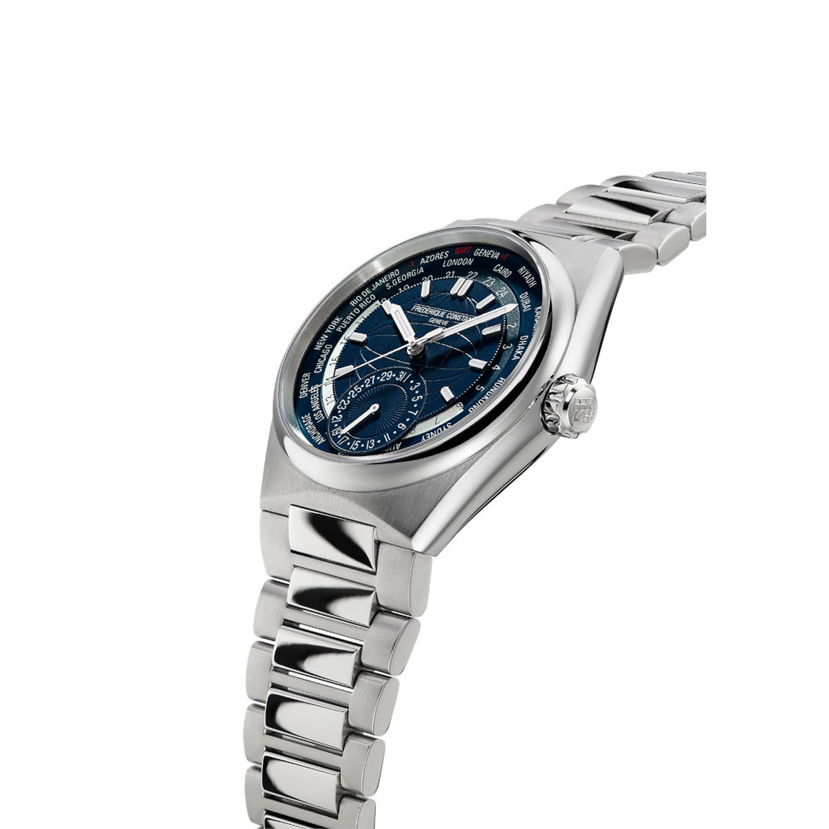 Frederique Constant Highlife World timer Manufacture  41mm Watch, Blue Dial