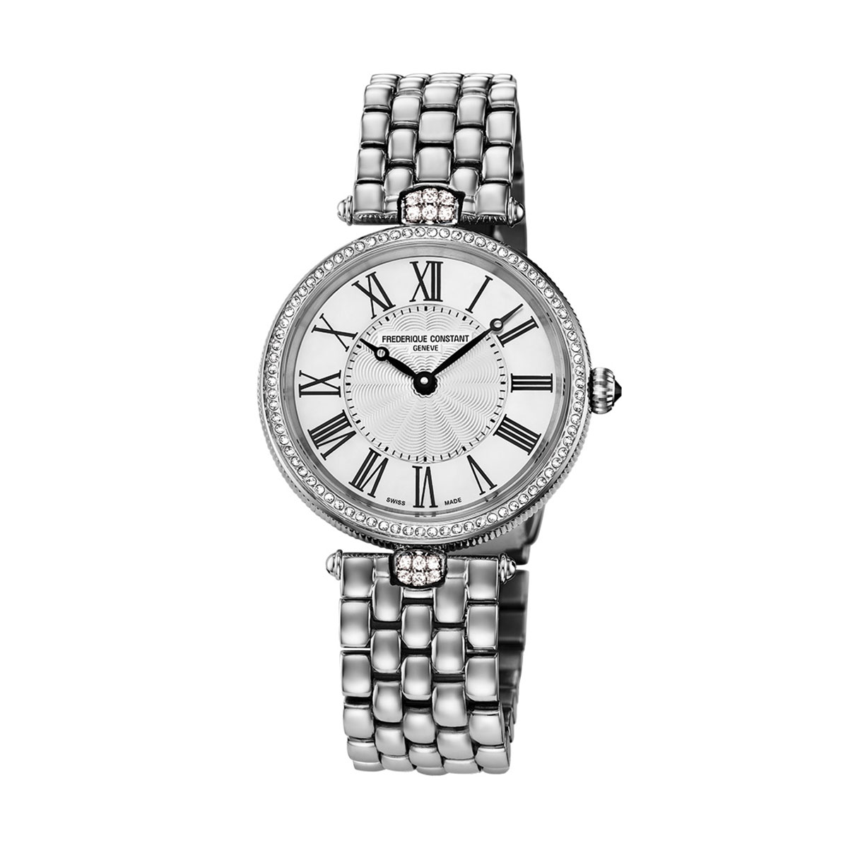 Frederique Constant Art Deco Round 30mm Watch, White Mother of