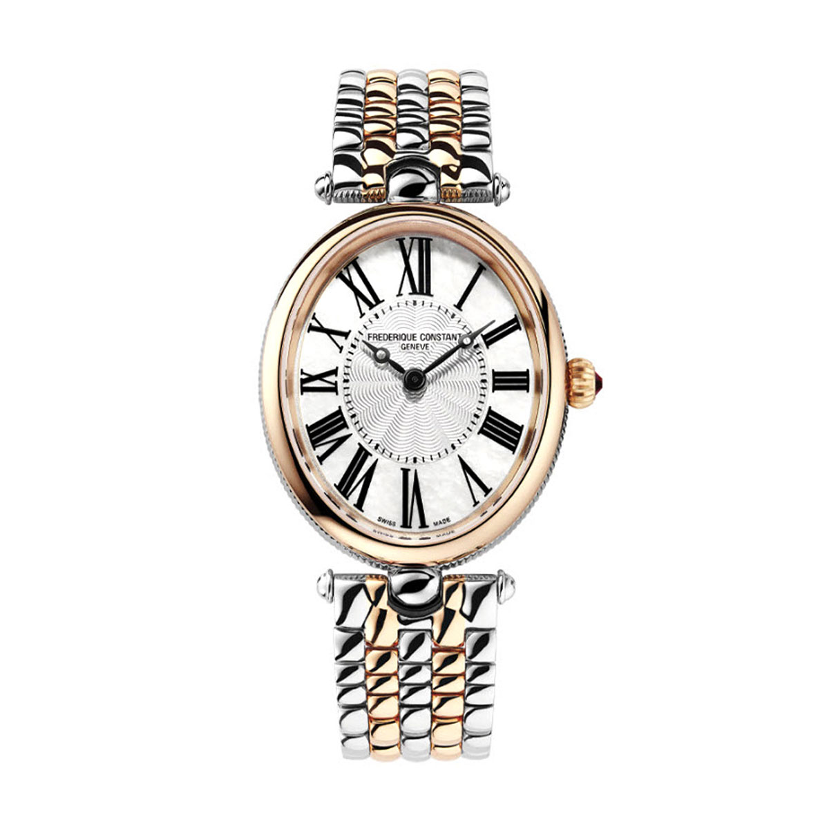 Frederique Constant Classics Art Deco Oval 30mm Watch, Stainless Steel and Rose Gold Dial