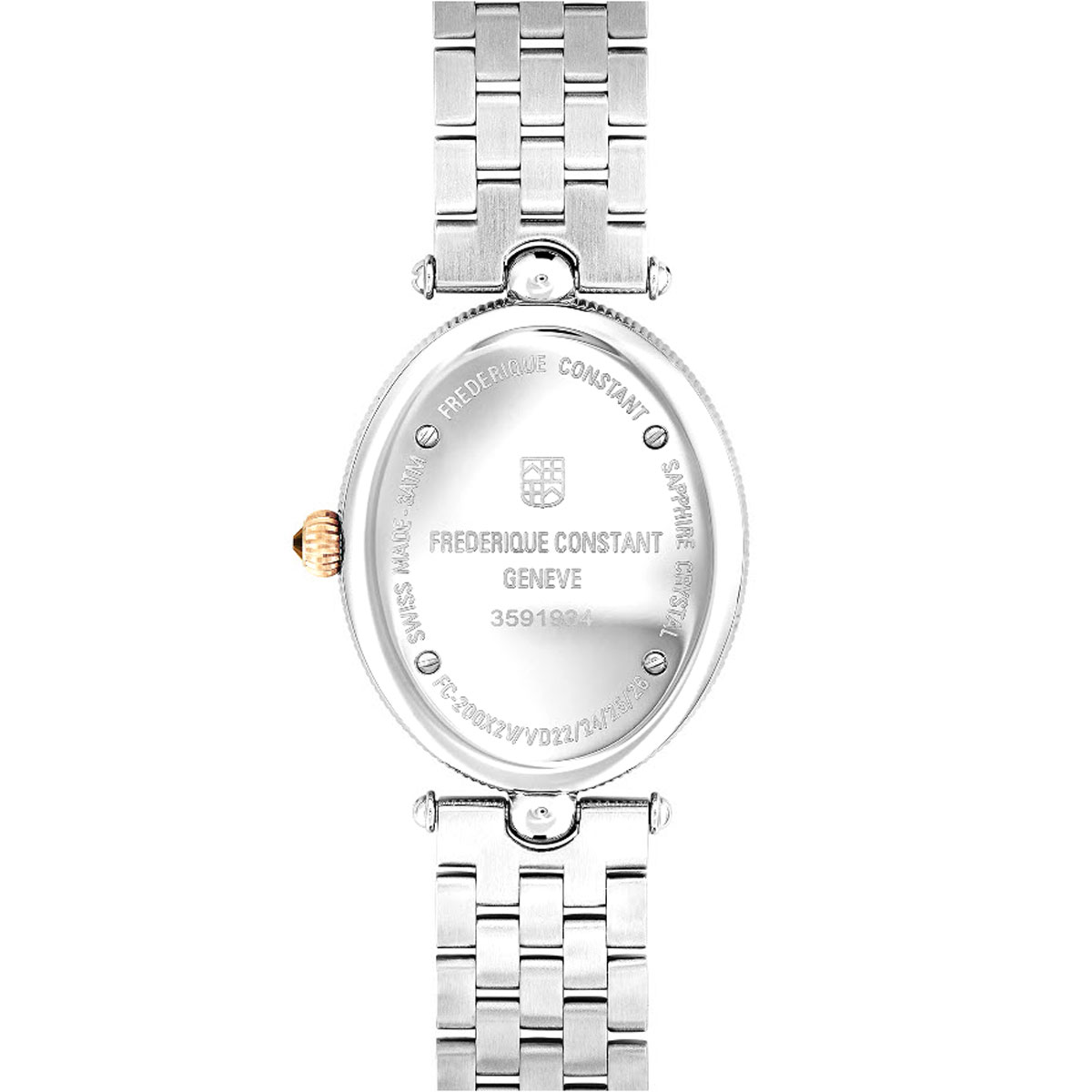 Frederique Constant Classics Art Deco Oval 30mm Watch, Stainless Steel and Rose Gold Dial