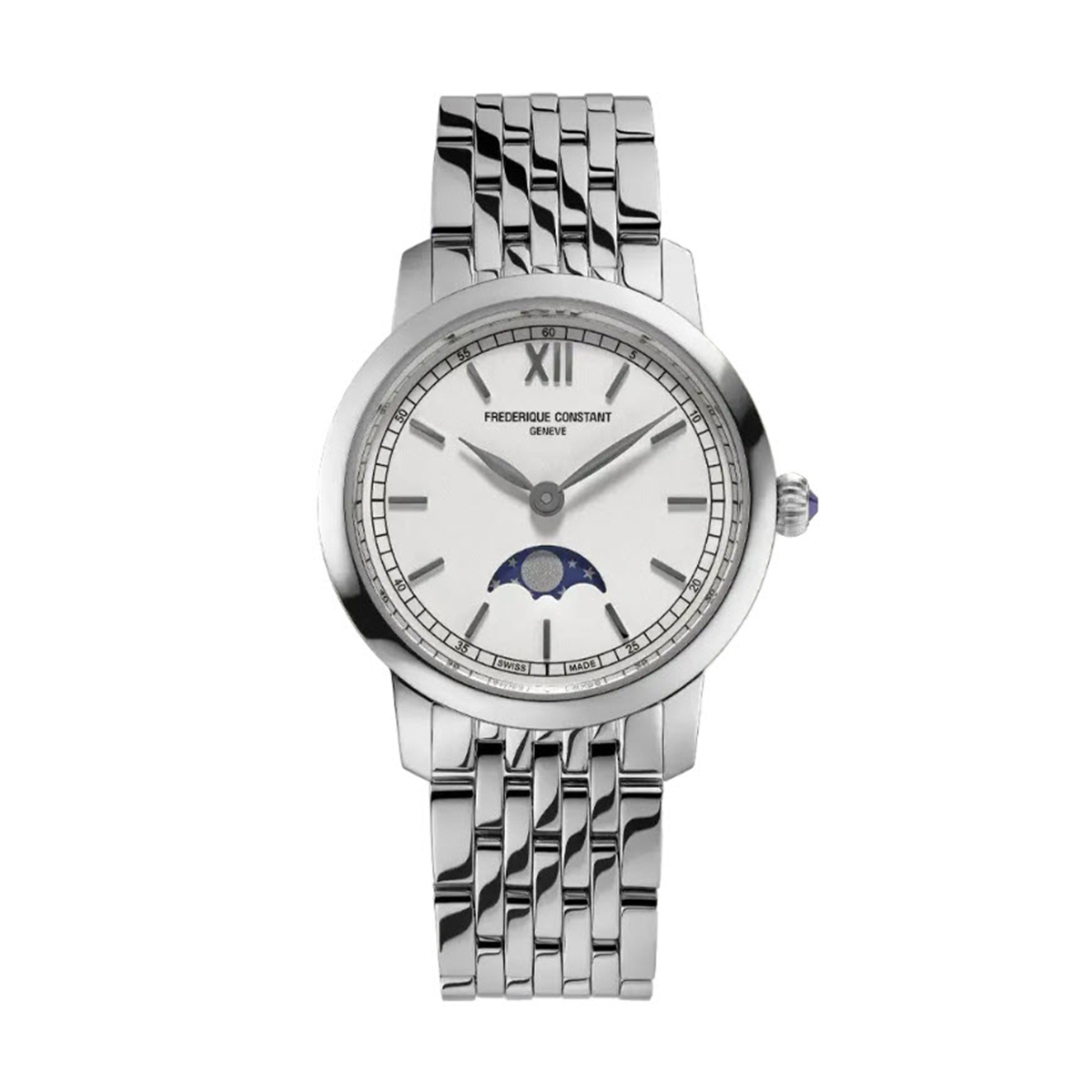 Frederique Constant Classics Slimline Moonphase 30mm Watch, Silver
