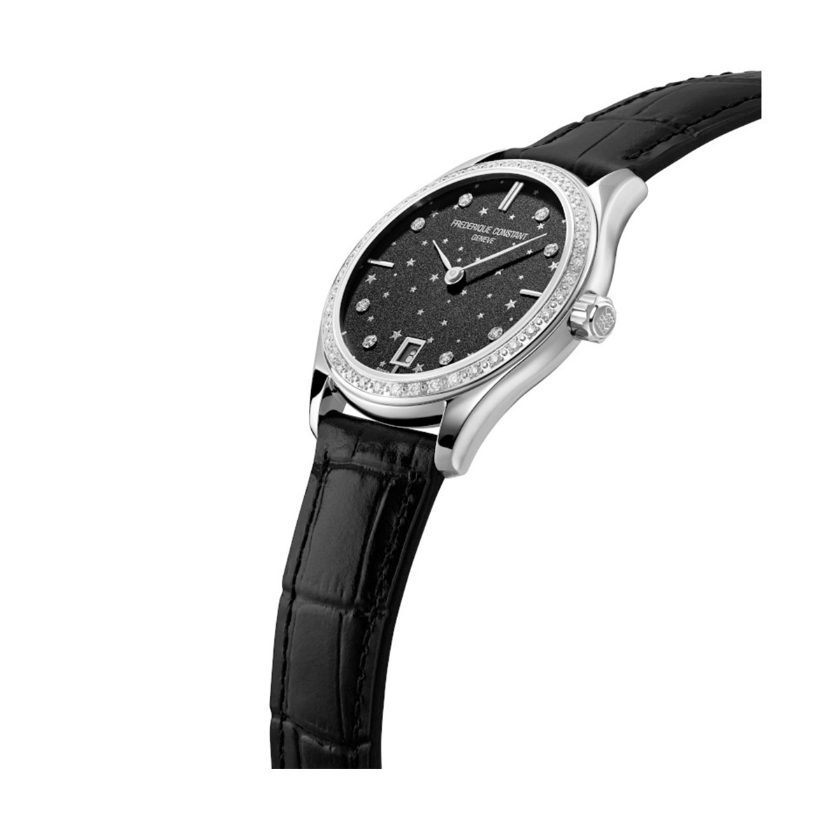 Frederique Constant Classics Moon and Stars 36mm Watch, Black and Diamond Dial