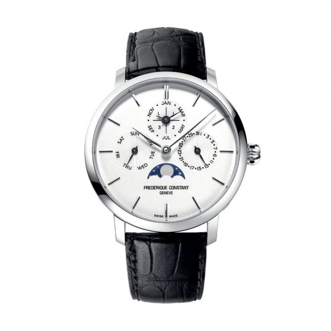 Frederique Constant Manufacture Slimline Perpetual Calendar 42mm Watch, Silver Dial