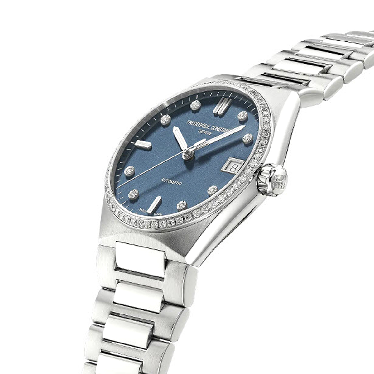Frederique Constant Highlife Automatic Sparkling 34mm Watch, Diamond and Blue Glittered Dial