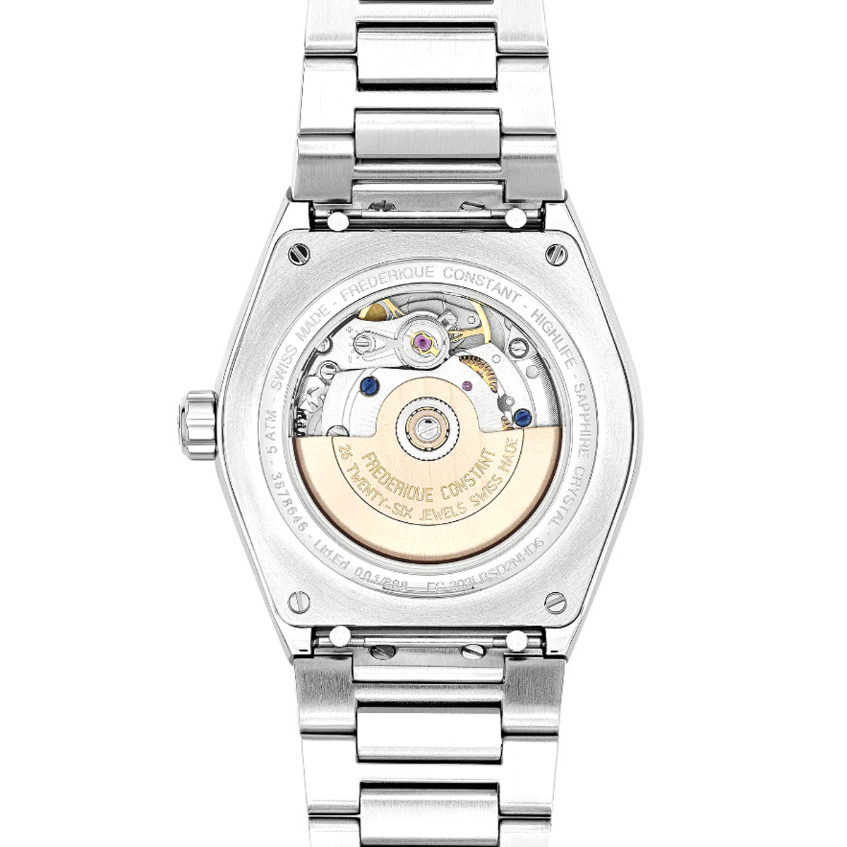 Frederique Constant Highlife Automatic Sparkling 34mm Watch, Diamond and Blue Glittered Dial