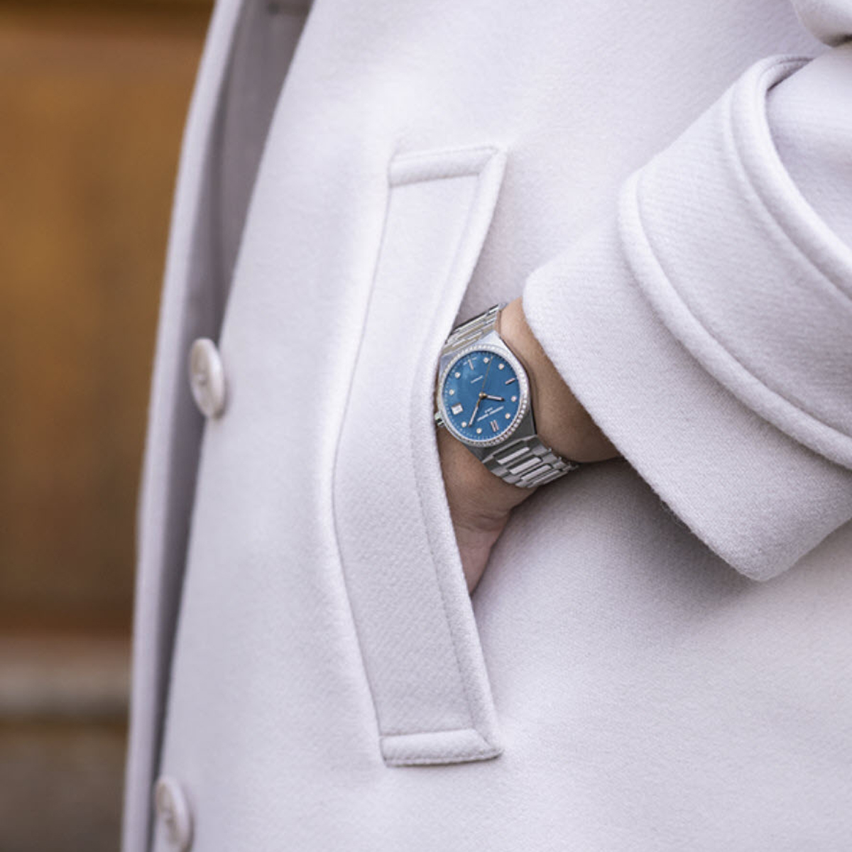 Frederique Constant Highlife Automatic Sparkling 34mm Watch, Diamond and Blue Glittered Dial