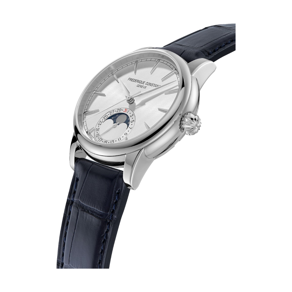 Frederique Constant Manufacture Classic Moonphase Date 40mm Watch, Silver Tone Dial