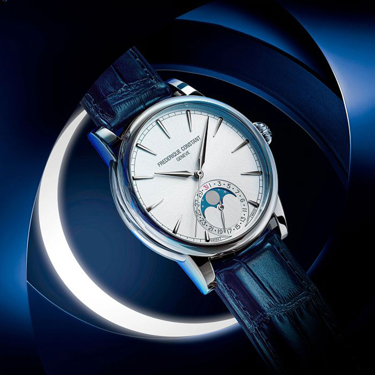 Frederique Constant Manufacture Classic Moonphase Date 40mm Watch, Silver Tone Dial