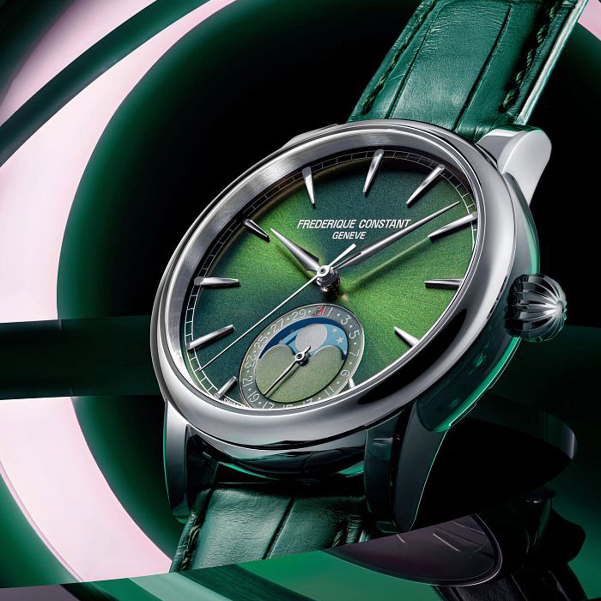 Frederique Constant Manufacture Classic Moonphase Date 40mm Watch, Green Dial