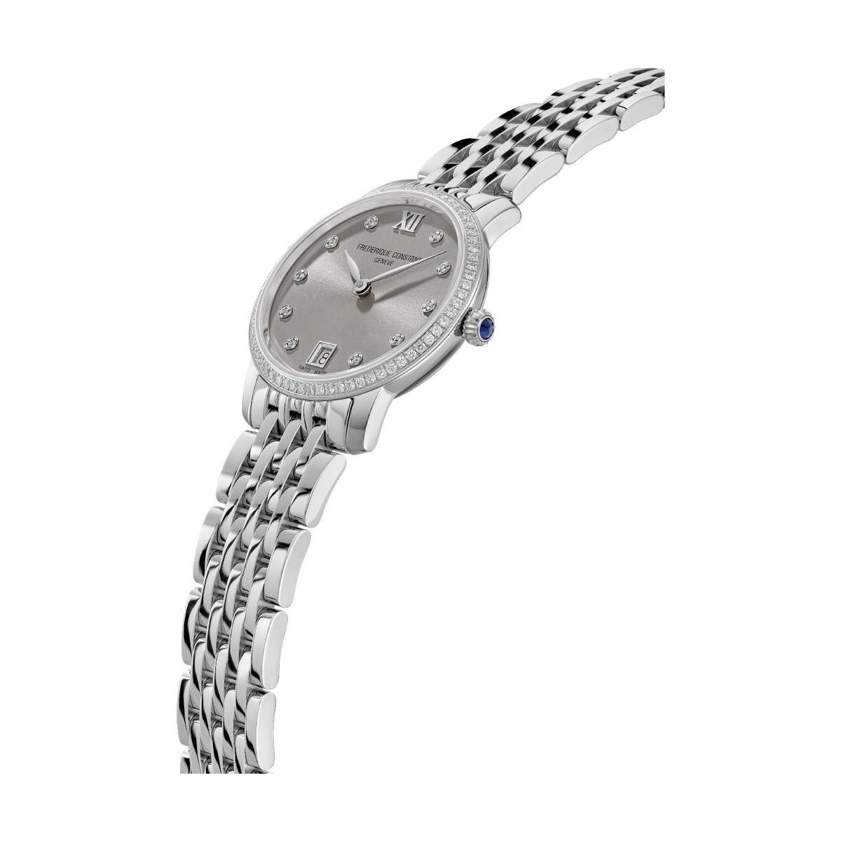 Frederique Constant Classics Slimline 30mm Watch, Diamond and Light Brown-Silver Dial