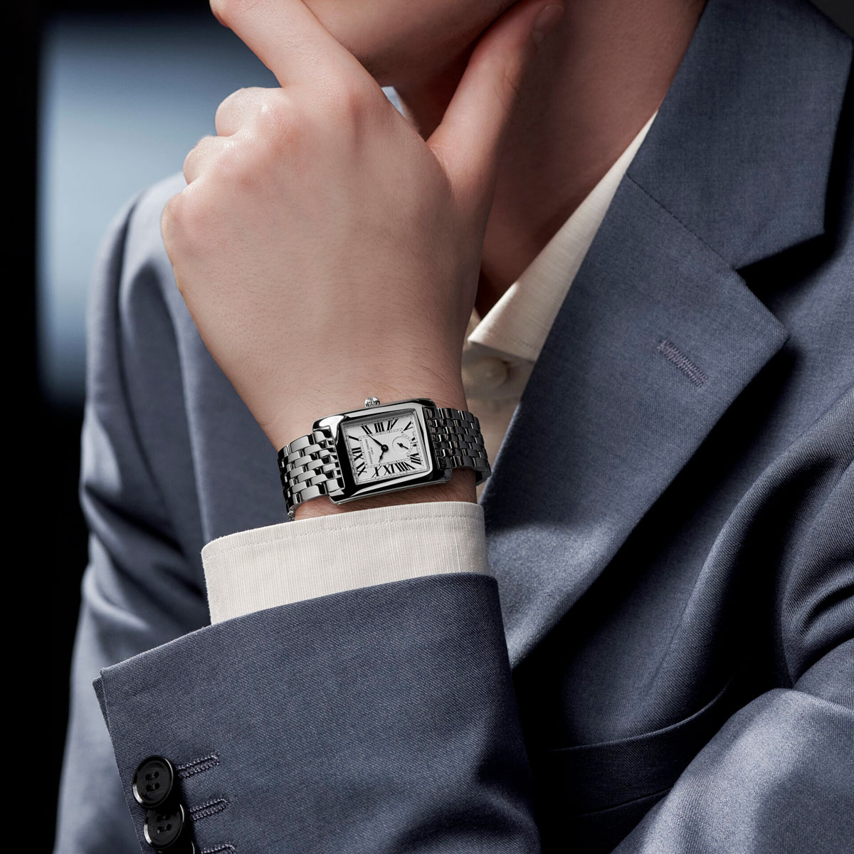 Frederique Constant Classics Carree Small Seconds 36mm x 25.20mm Watch, Silver Dial