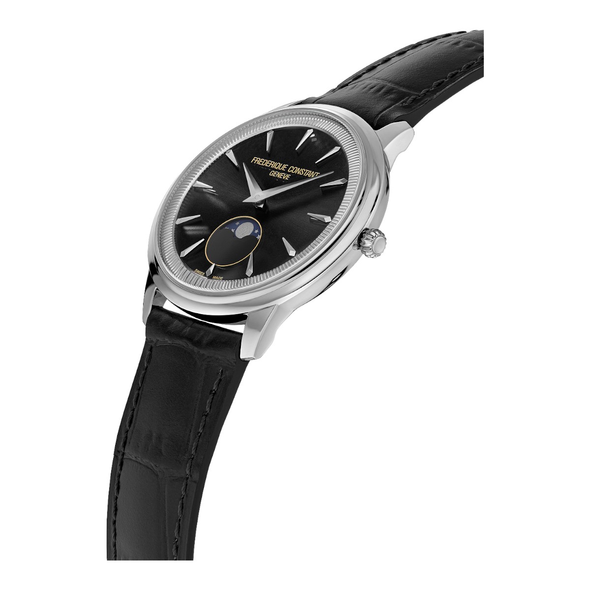 Frederique Constant Classics Moneta Moonphase 37mm Men's Watch, Black Dial