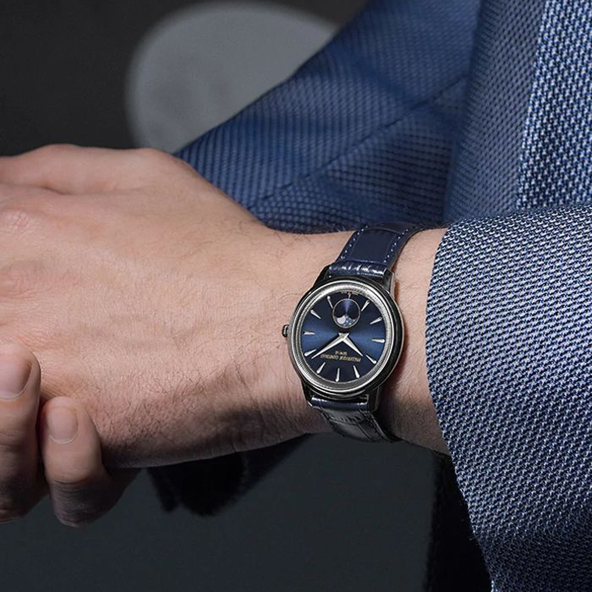 Frederique Constant Classics Moneta Moonphase 37mm Men's Watch, Blue Dial