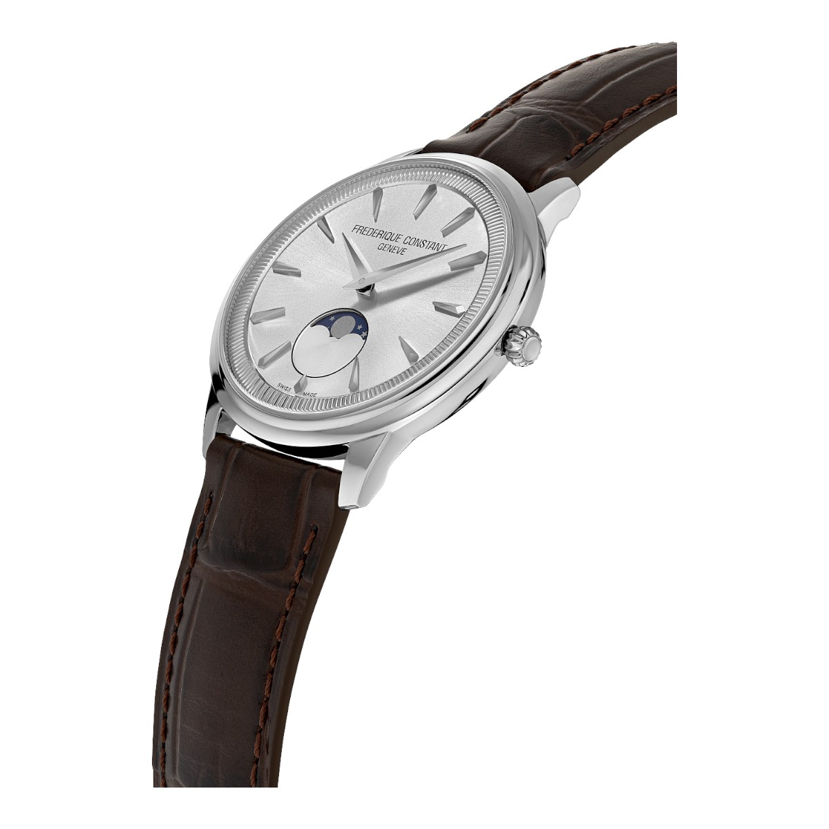 Frederique Constant Classics Moneta Moonphase 37mm Men's Watch, Silver Dial