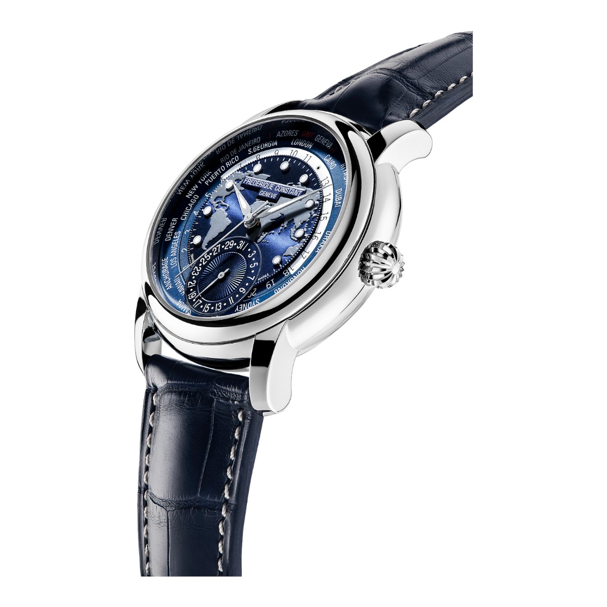 Frederique Constant Manufacture Classic Worldtimer 42mm Men's Watch, Blue Dial