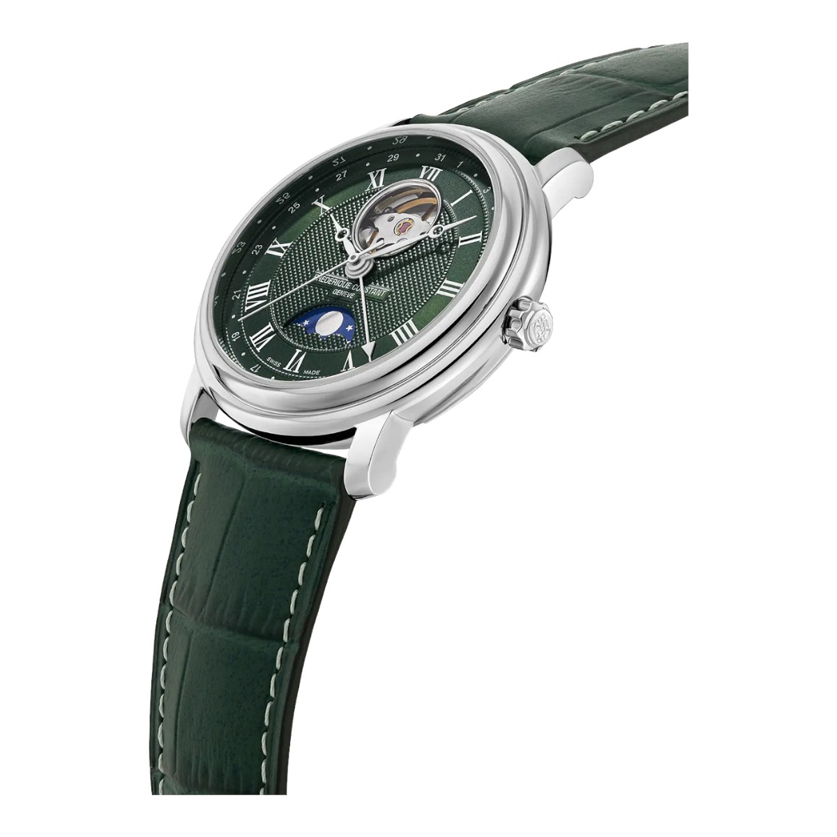 Frederique Constant Classics Heart Beat Moonphase Date 40mm Men's Watch, Green Dial