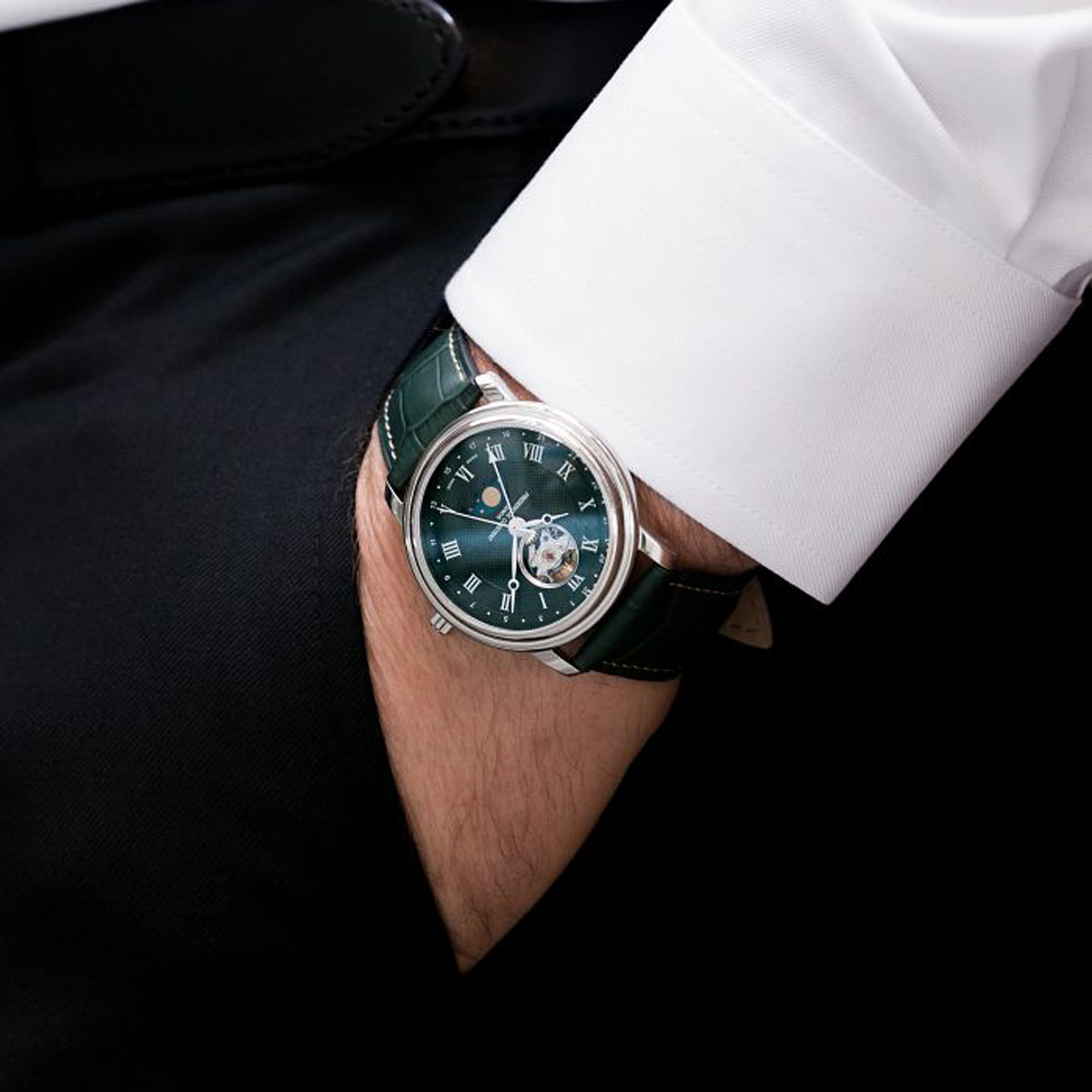Frederique Constant Classics Heart Beat Moonphase Date 40mm Men's Watch, Green Dial