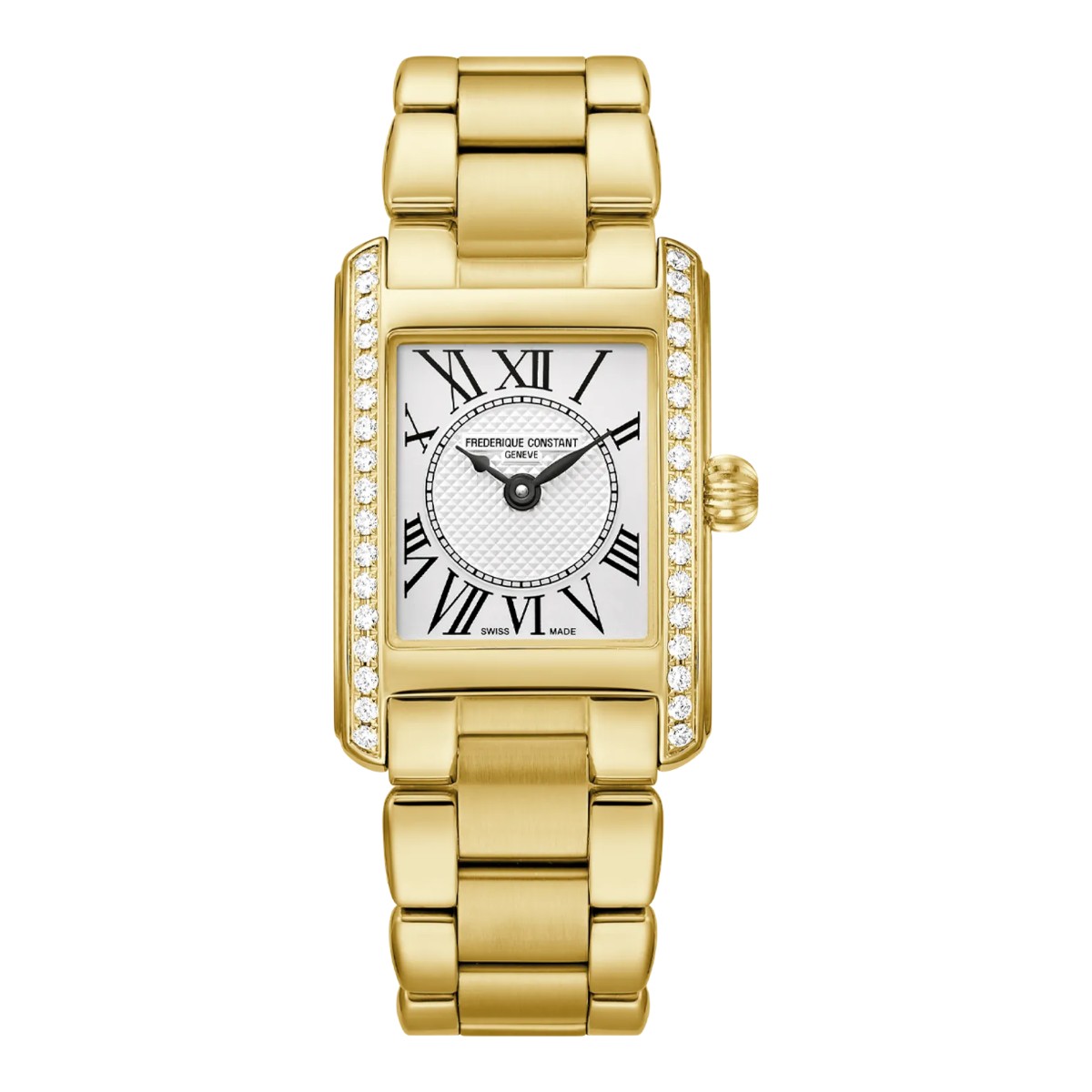 Frederique Constant Classics Carree 21mm Women's Watch, Silver and Diamond Dial