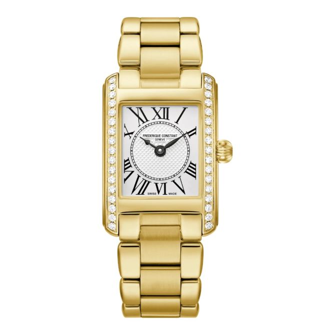 Frederique Constant Classics Carree 21mm Women's Watch, Silver and Diamond Dial