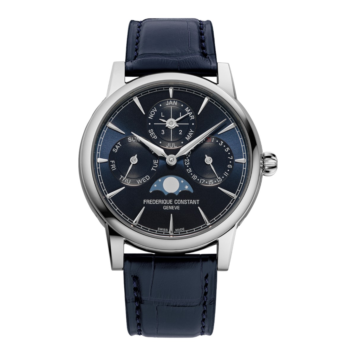 Frederique Constant Manufacture Perpetual Calendar Chronograph 40mm Men's Watch, Blue Dial