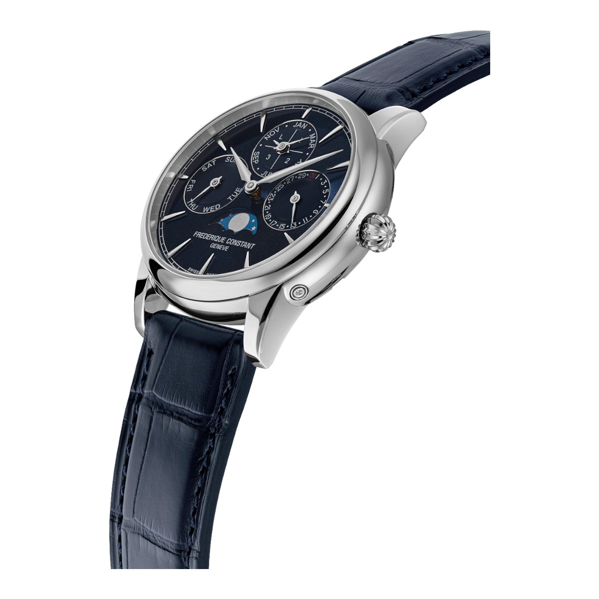 Frederique Constant Manufacture Perpetual Calendar Chronograph 40mm Men's Watch, Blue Dial