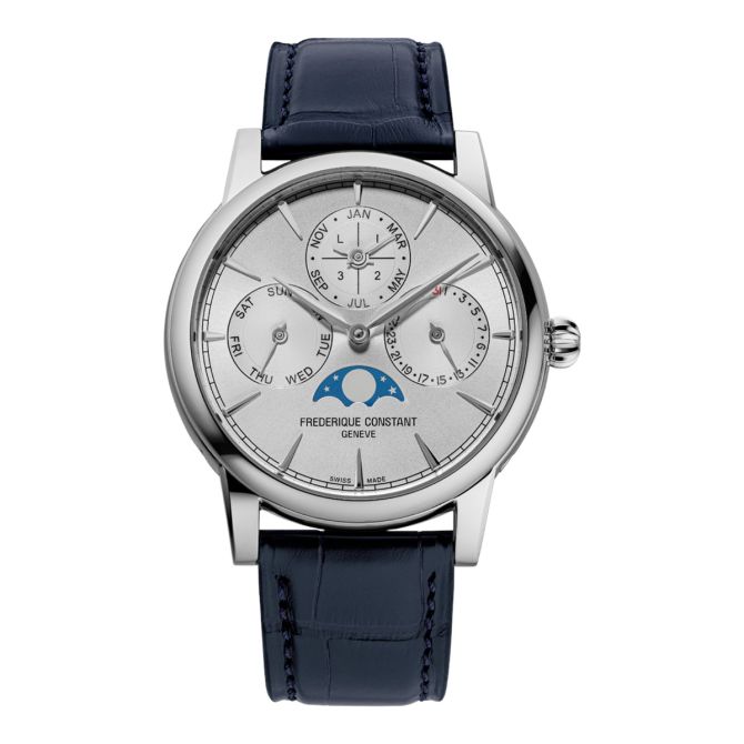 Frederique Constant Manufacture Perpetual Calendar Chronograph 40mm Watch, Silver Dial