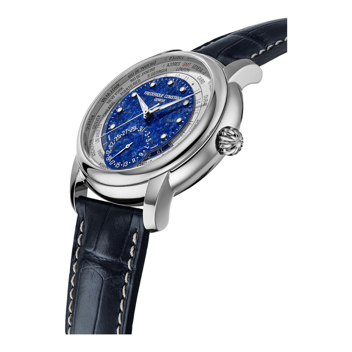 Frederique Constant Manufacture Classic Worldtimer 42mm Men's Watch, Blue Dial