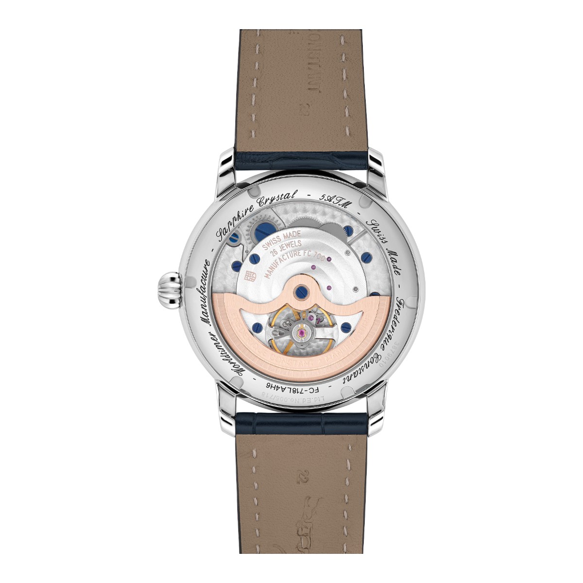 Frederique Constant Manufacture Classic Worldtimer 42mm Men's Watch, Blue Dial