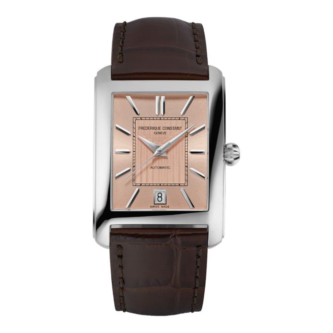 Frederique Constant Classics Carree 42mm x 30mm Watch, Salmon Color Dial