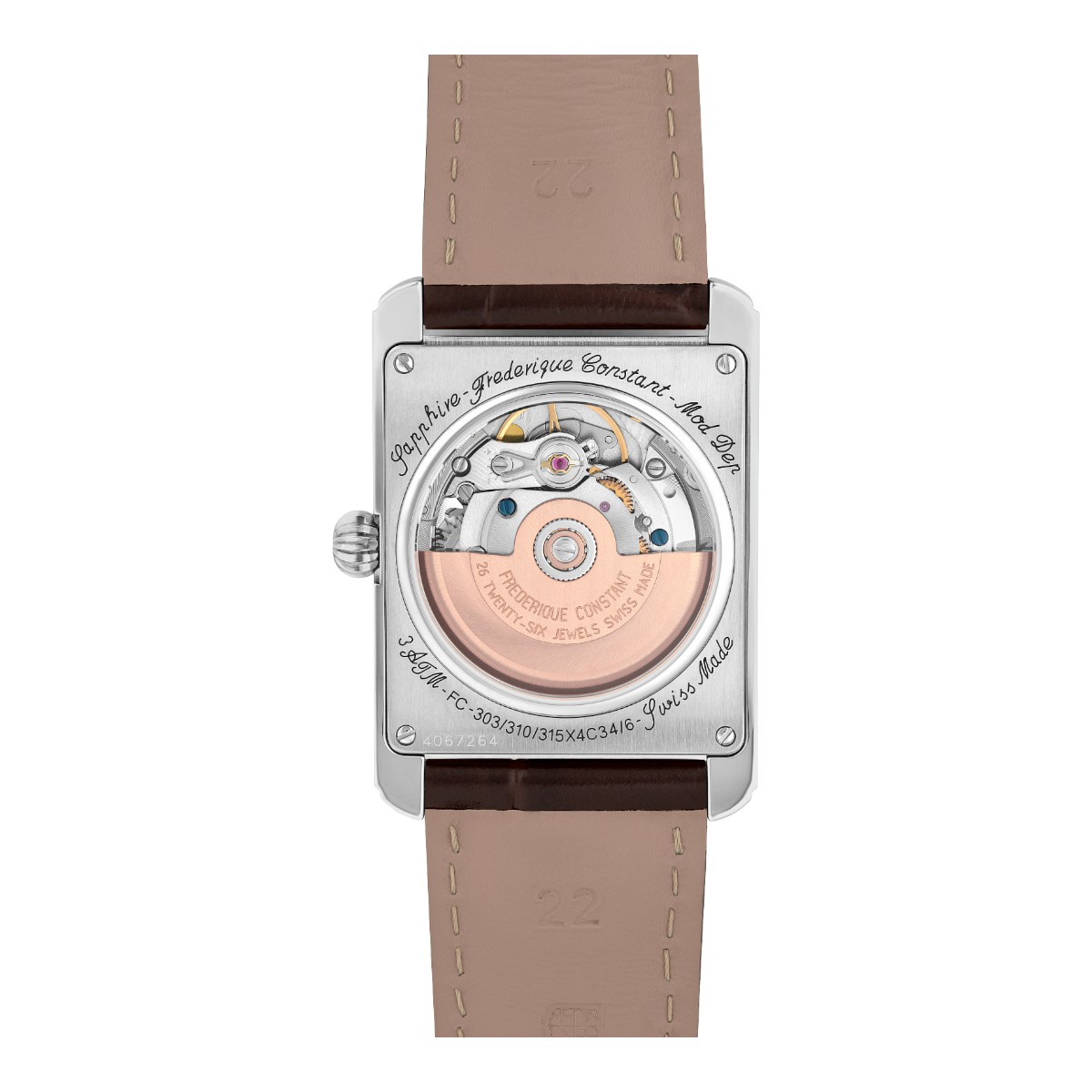 Frederique Constant Classics Carree 42mm x 30mm Watch, Salmon Color Dial