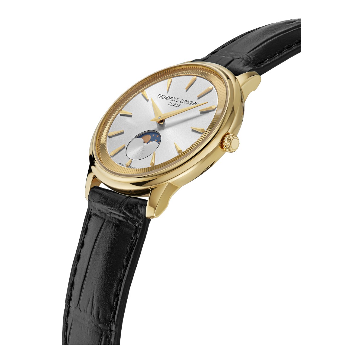 Frederique Constant Classics Moneta Moonphase 37mm Watch, Silver Tone Dial