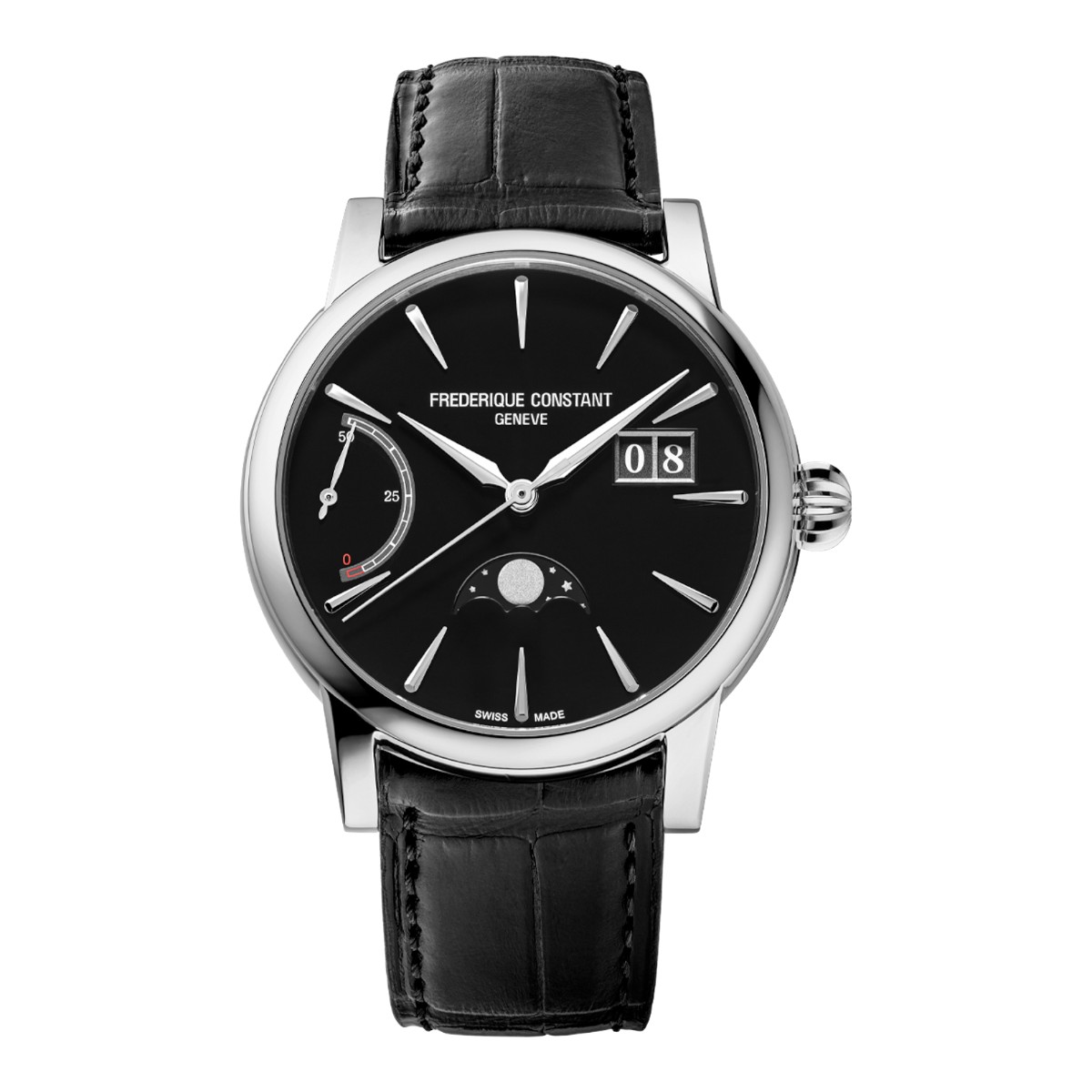 Frederique Constant Manufacture Classic Power Reserve Big Date 40mm Men's Watch, Black Dial