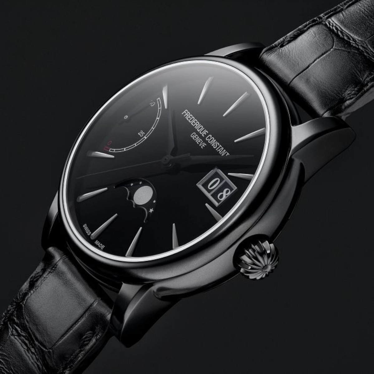 Frederique Constant Manufacture Classic Power Reserve Big Date 40mm Men's Watch, Black Dial