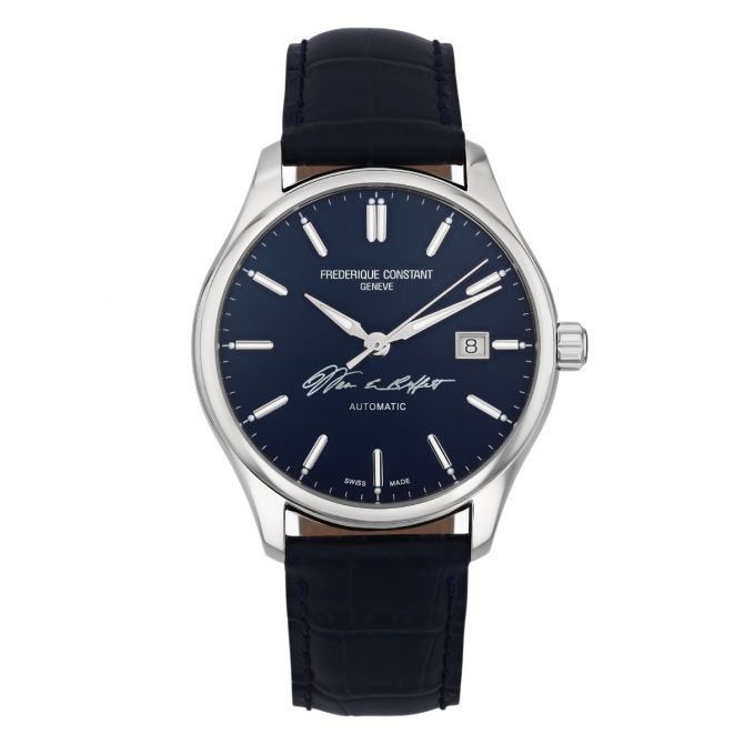 Frederique Constant Classics Index Automatic 40mm Watch, Warren Buffett Signature and Blue Dial