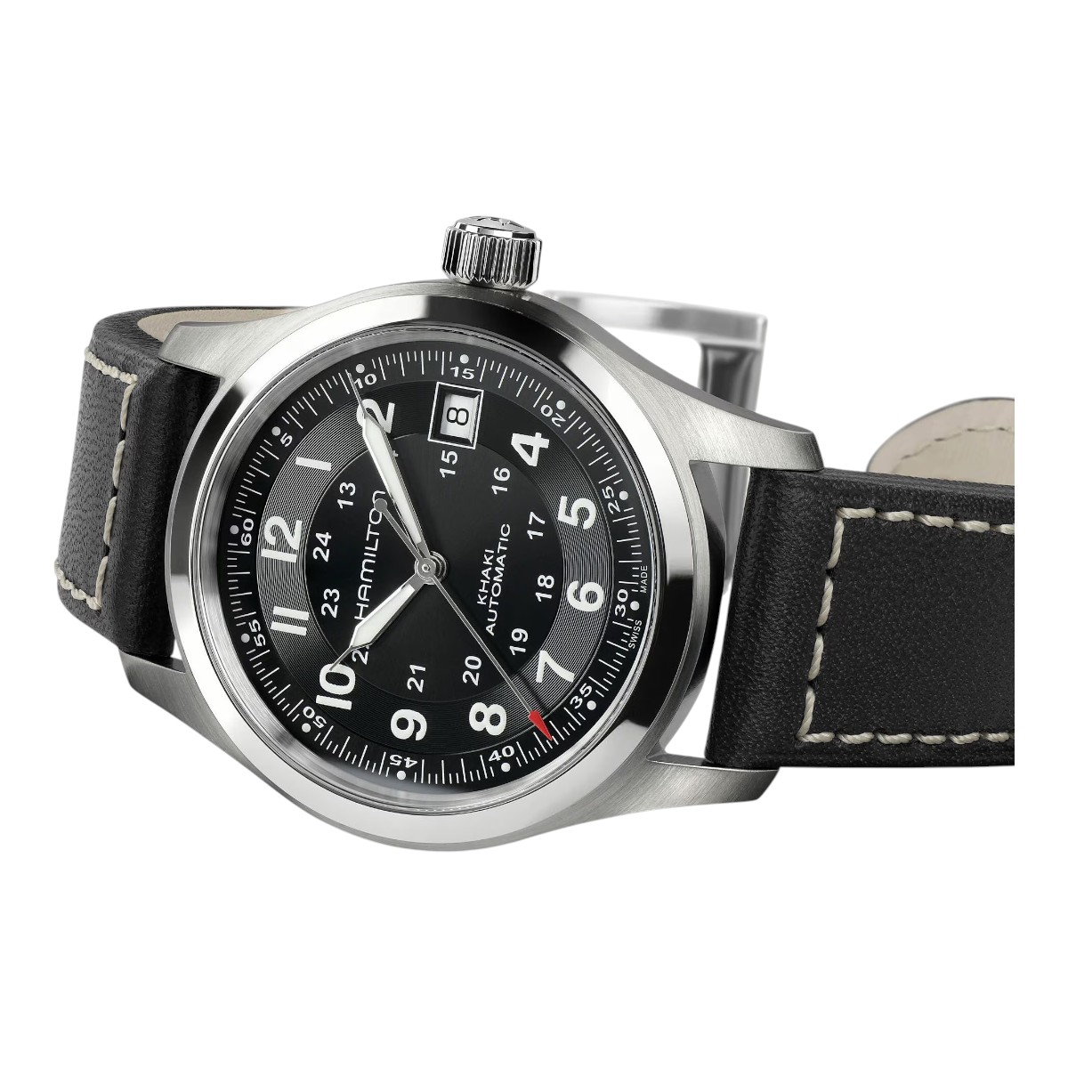 Hamilton Khaki Field Automatic 38mm Men's Watch, Black Dial and Black Band