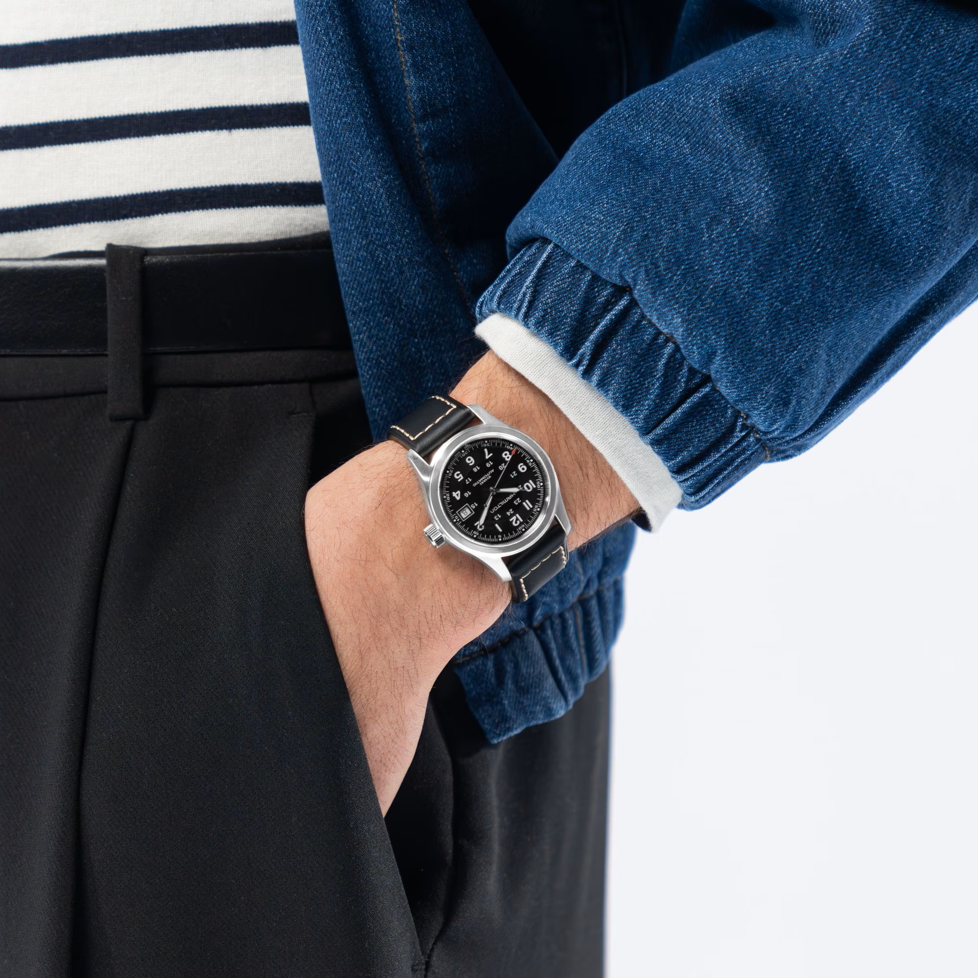 Hamilton Khaki Field Automatic 38mm Men's Watch, Black Dial and Black Band