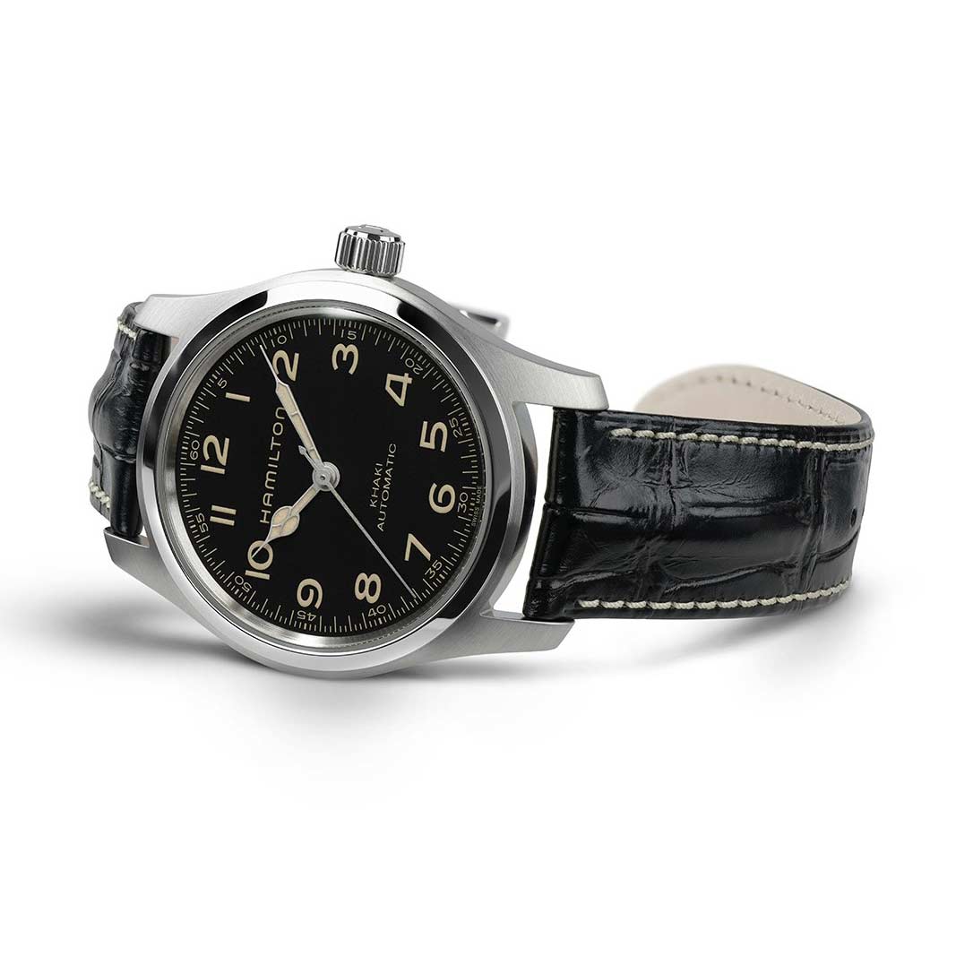 Hamilton Khaki Field Murph Automatic 42mm Men's Watch, Black Dial and Black Leather Strap