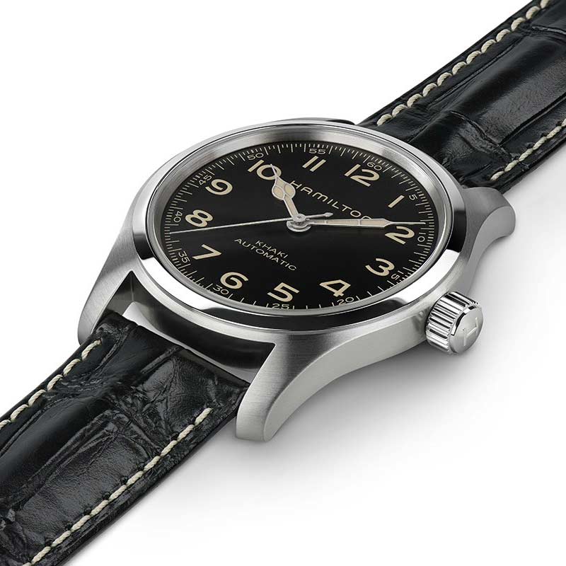 Hamilton Khaki Field Murph Automatic 42mm Men's Watch, Black Dial and Black Leather Strap