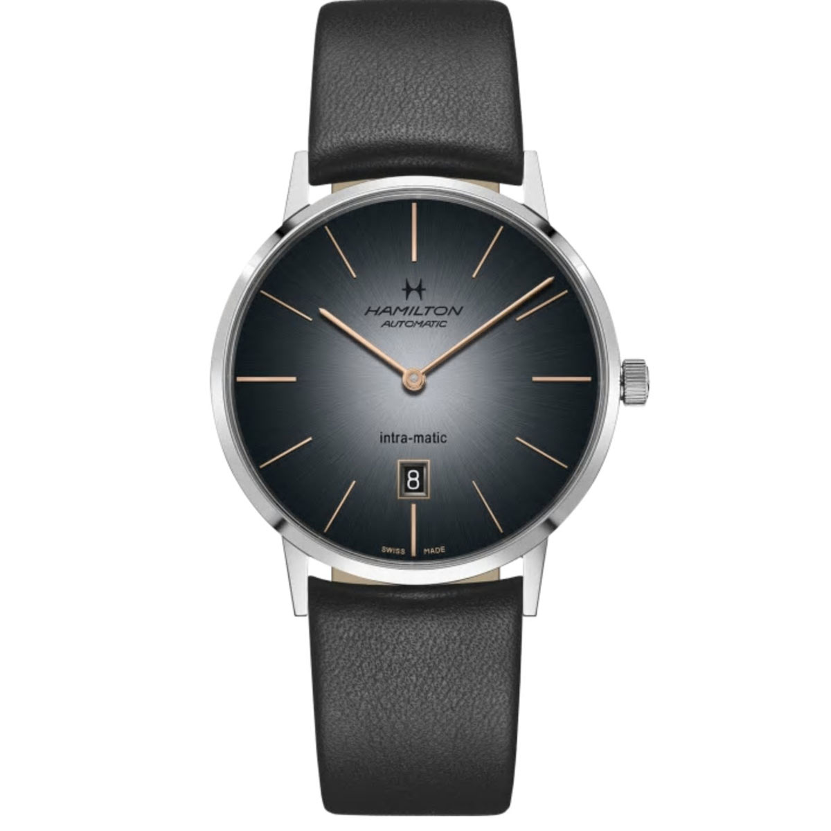 Hamilton American Classic Intra-Matic Auto 42mm Watch, Grey and Rose Gold Tone Dial