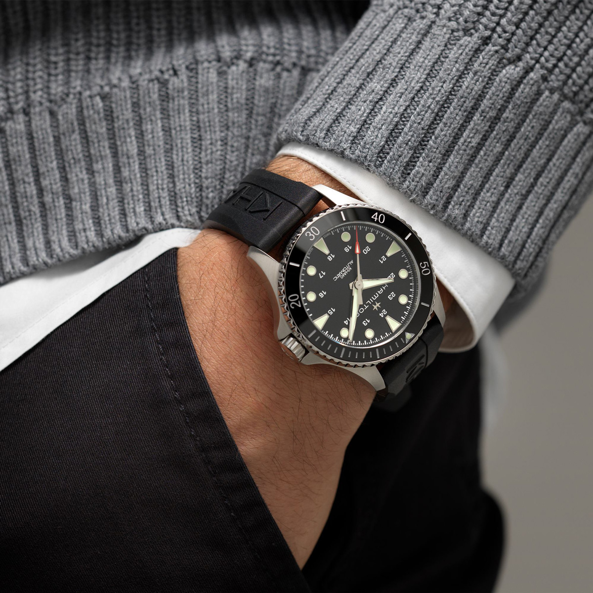 Hamilton Khaki Navy Scuba Auto 43mm Men's Watch, Black Dial