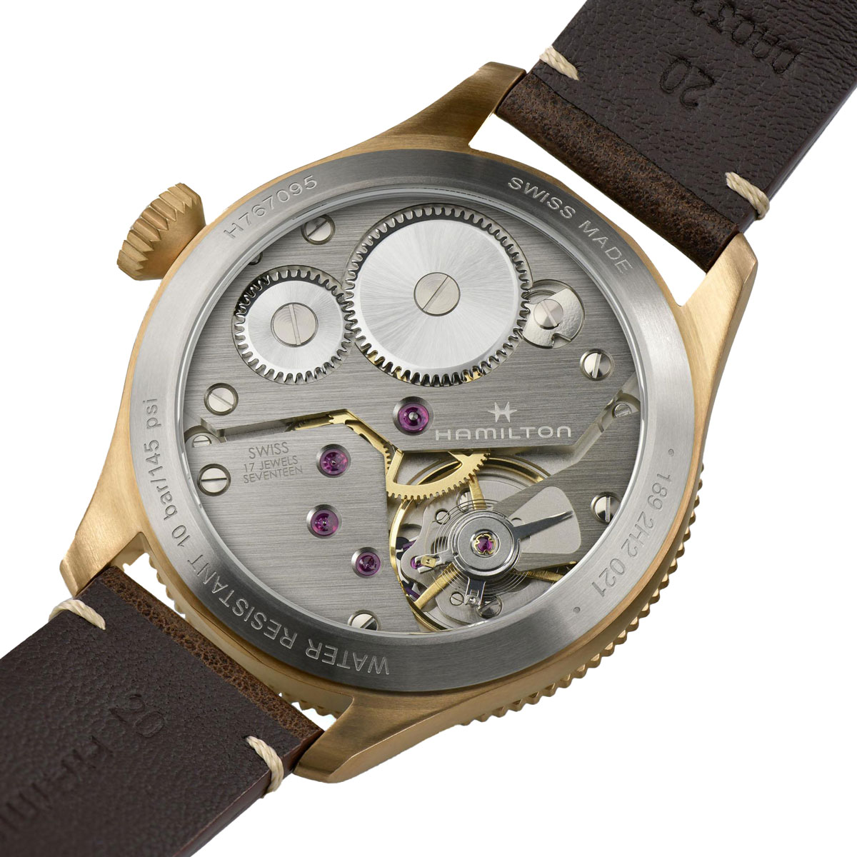 Hamilton Khaki Aviation Pilot Pioneer Bronze 43mm Men's Watch, Black Dial