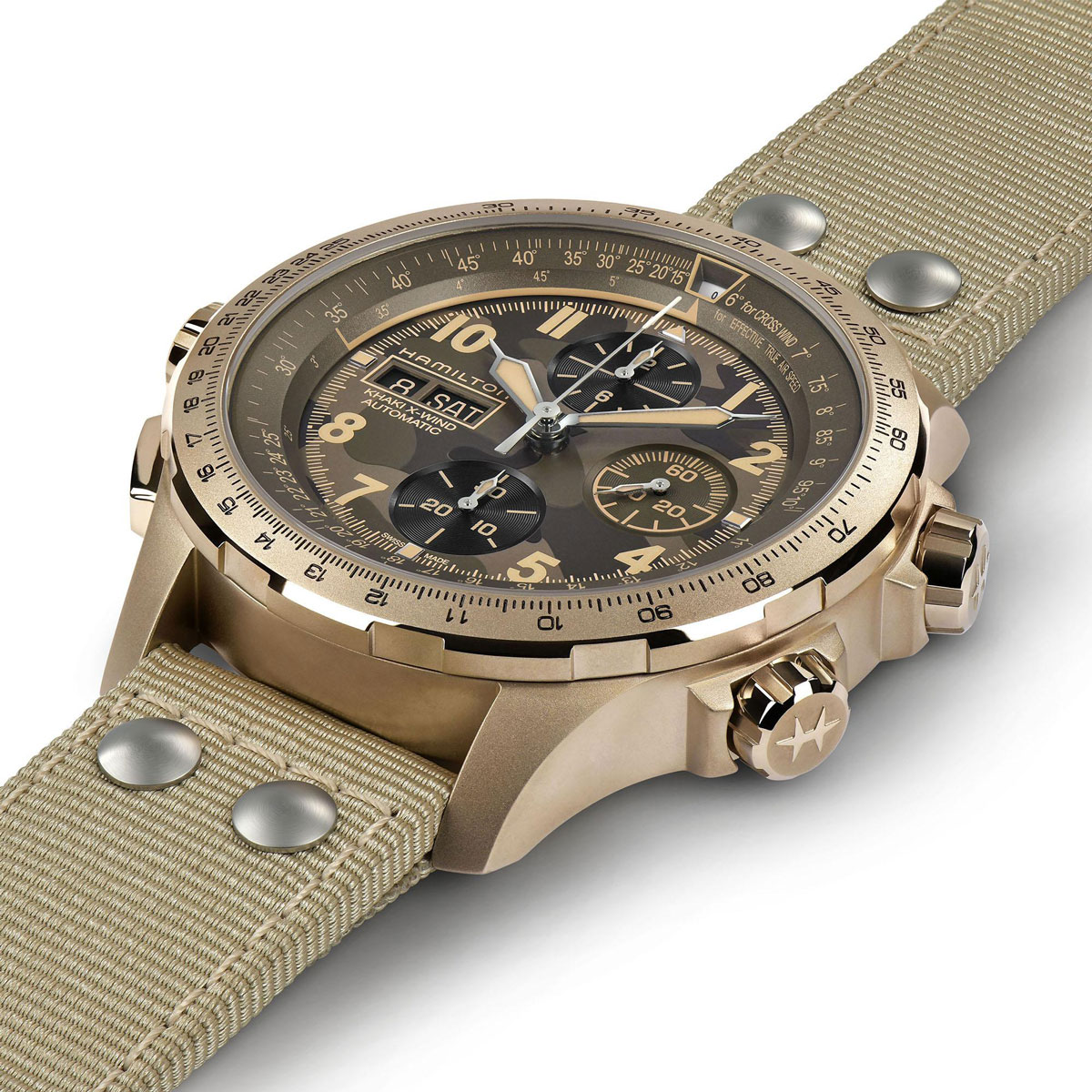 Hamilton Khaki Aviation X-Wind Auto Chrono 45mm Watch, Camo Dial