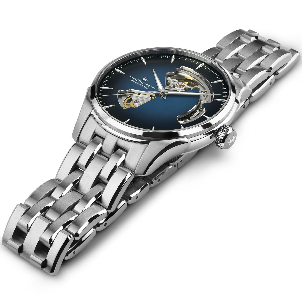 Hamilton Jazzmaster Open Heart Automatic 40mm Men's Watch, Smoked Blue Dial